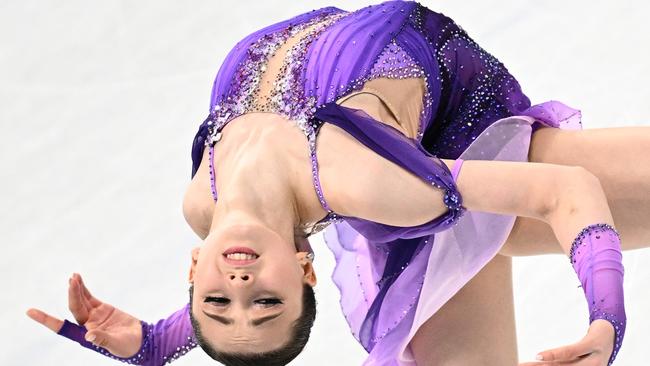 Russia's Kamila Valieva shows her flexibility.