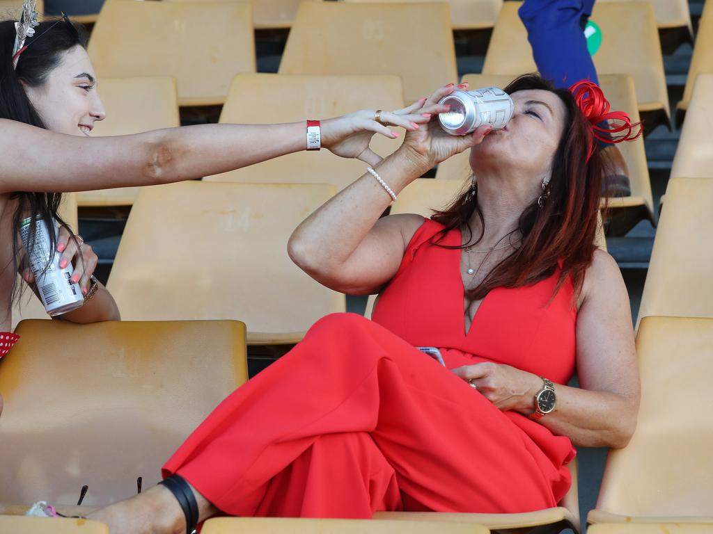 These ladies made the most of their day out drinking at Doomben in Brisbane on Cup Day. Photographer: Liam Kidston/News Corp Australia