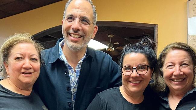 Lucia’s Maria Rosella, Emma Phillips and Nicci Bugeja were all smiles with Yotam Ottolenghi. Picture: Instagram/luciasfinefoods