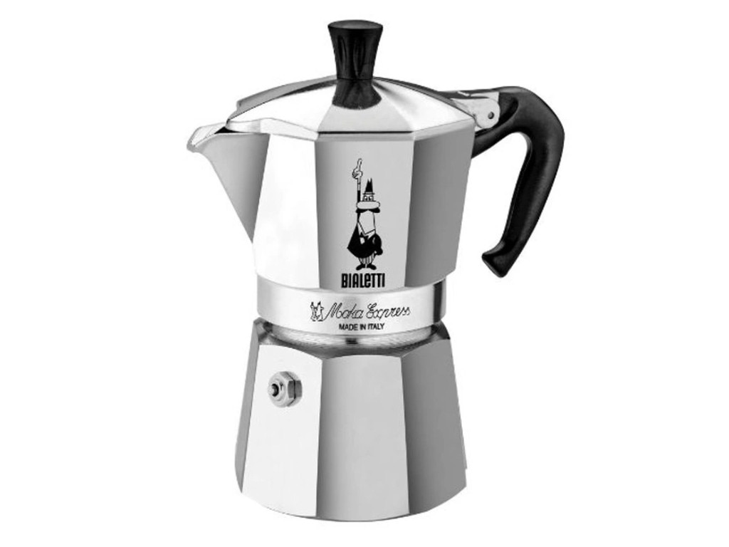 Bialetti Moka Express Coffee Pot Silver. Picture: Myer.