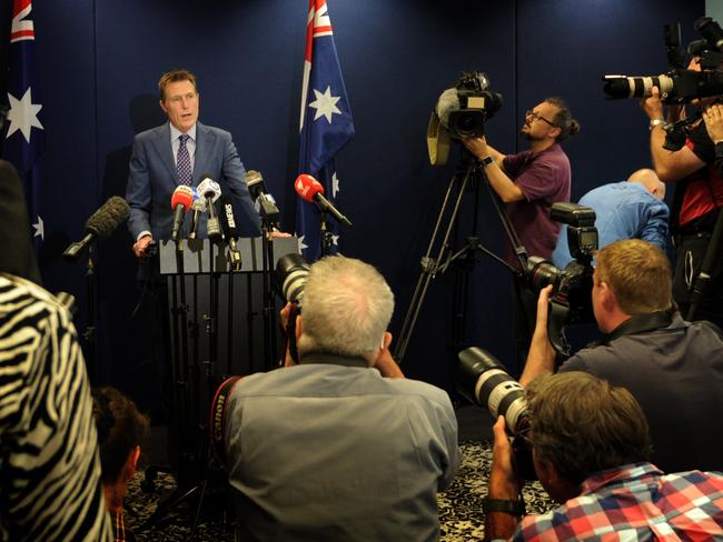 PERTH  , AUSTRALIA - NewsWire Photos MARCH 03, 2021 -Federal Attorney-General Christian Porter addresses the media  at a press conference in Perth Picture: Sharon Smith / NCA NewsWire