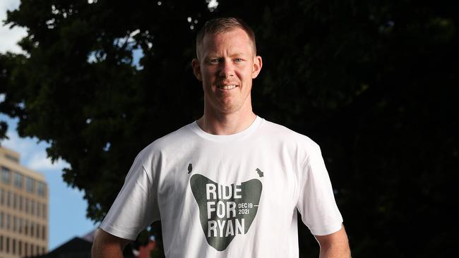 Richmond footballer Jack Riewoldt will ride across Tasmania as part of the Ride for Ryan in support of Tassie footballer Ryan Wiggins who suffered a spinal injury from an accident and is now quadriplegic. Picture: Nikki Davis-Jones