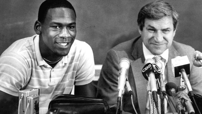 North Carolina guard Michael Jordan, left, and Tar Heels coach Dean Smith together in 1984.