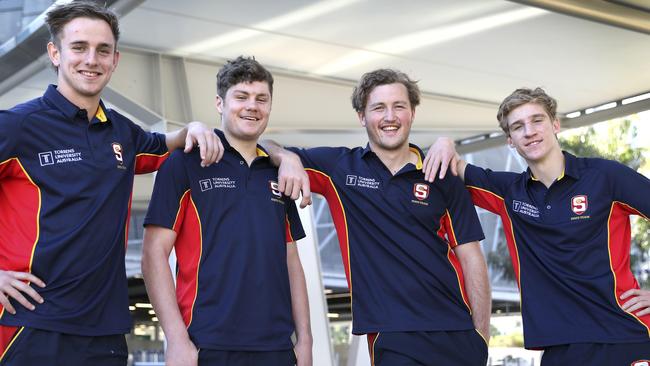 Four South Australians named in under-18 All Australian squad after the tournament finished yesterday. (LtoR) Jackson Mead, Harry Schoenberg, Will Gould, and Dylan Stephens. 4 July 2019. Picture Dean Martin