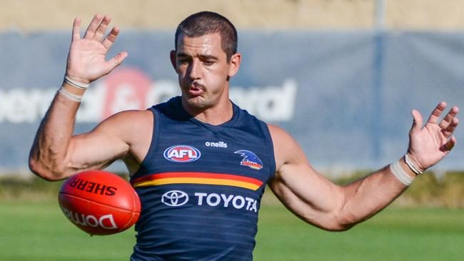 Taylor Walker at Crows training at West Lakes last month. Picture: Brenton Edwards