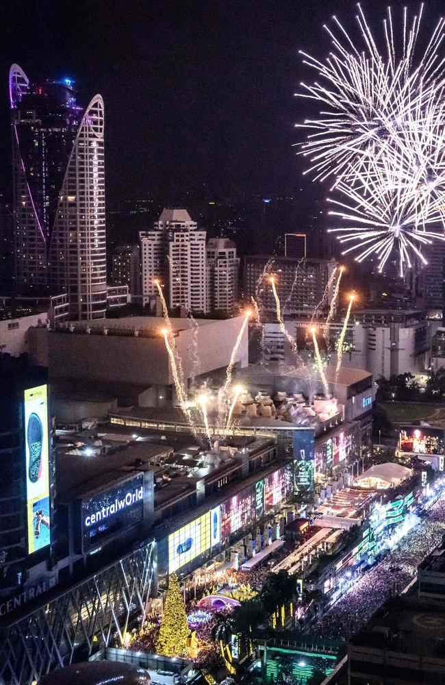 Fireworks erupt over downtown Bangkok during New Year's celebrations on January 1, 2020. Picture: AFP