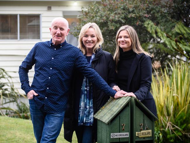 Rebecca Gibney’s brother Patrick with Rebecca and Julia Zemiro. Picture: Mark Tantrum