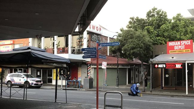 Police investigate an alleged assault on Boundary Street in West End. Photo: 7 News