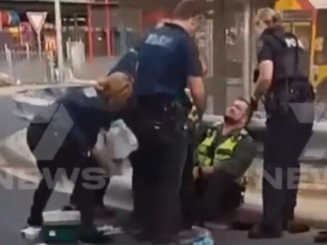 Police have raced to a stabbing at the Elizabeth Interchange where a security guard was assaulted. Two women who allegedly stole boxes of Lego from the shopping centre have been arrested and charged over the brutal attack. Picture: 7NEWS