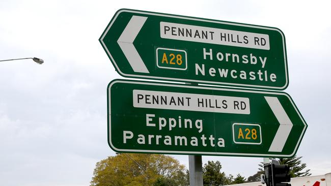 Changed traffic conditions on Pennant Hills Rd.