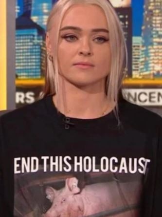 Peterson wore a T-shirt bearing her controversial Holocaust statement. Picture: Instagram