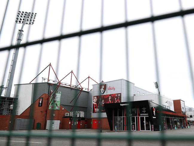 LONDON, ENGLAND - MARCH 18: General view outside AFC Bournemouth Football Club after it has been announced that all football league matches, including the Premier League and Womens Super League, have been postponed until at least April 3 in response to the threat of coronavirus on March 18, 2020 in London, England. This follows UEFA's decision to suspend fixtures in the Champion's League and the Europa League, as many top flight players enter self-isolation. (Photo by Naomi Baker/Getty Images)