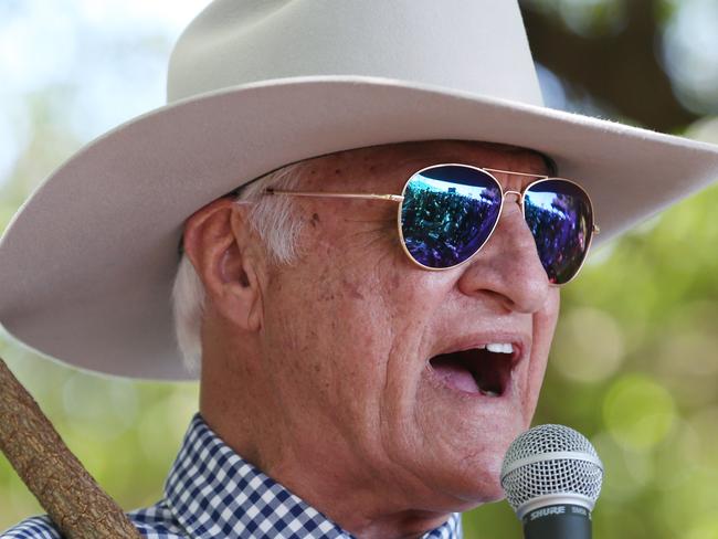 Thousands of people attend the Worldwide Rally for Freedom protest and march against the government's vaccine mandates on the Cairns Esplanade. Member for Kennedy Bob Katter spoke at the rally and was cheered on. Picture: Brendan Radke