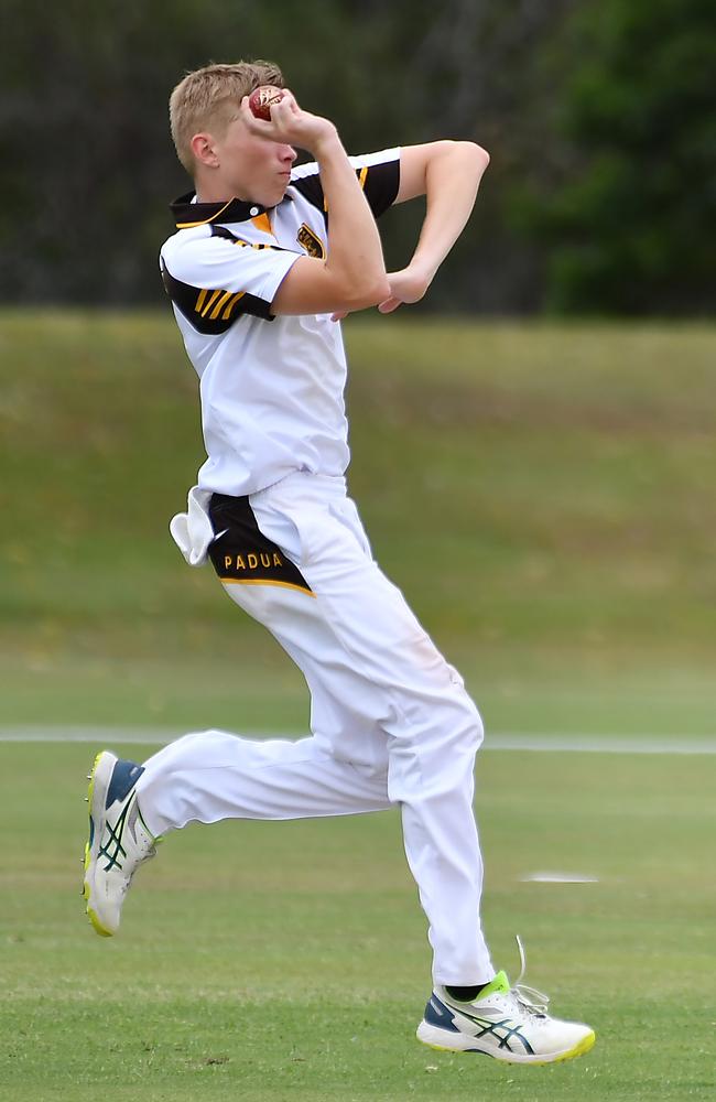 Padua College bowler Braithyn Pecic – he was also a keeper and opening batsman – and the captain. Picture, John Gass