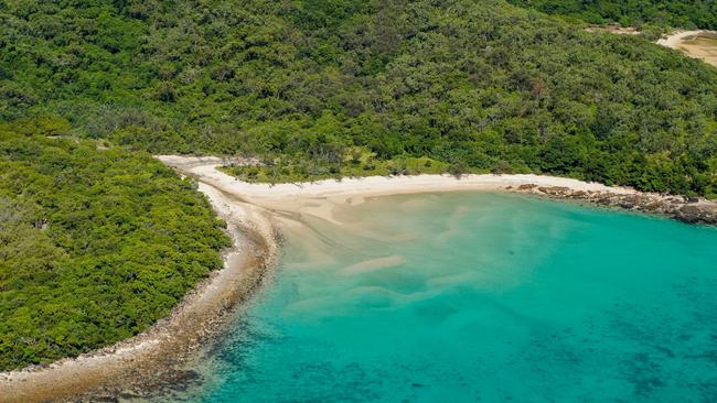 Aerial view of St Bees Island, off the coast of Mackay in the Great Barrier Reef. Picture: Heidi Petith