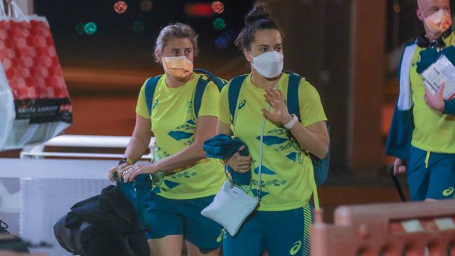 Members of the Australian Olympic team arrive in Darwin on Tuesday. Picture: Glenn Campbell