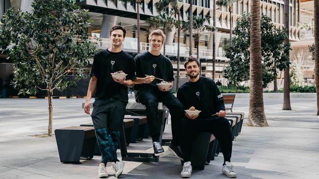 Fishbowl founders Casper Ettelson, Nic Pestalozzi and Nathan Dalah at Parramatta Square. Picture: Nikki To