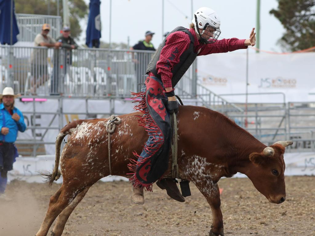 Bull riding was another event on display for families to enjoy. Picture: Mark Wilson