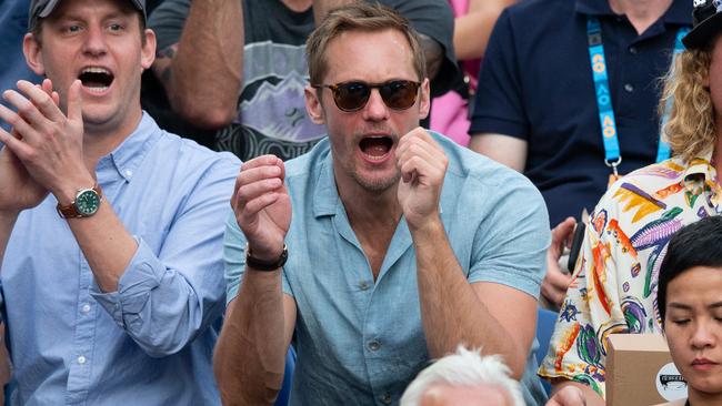 Swedish actor Alexander Skarsgard was cheering on the men's singles final of the Australian Open tennis tournament in Melbourne on January 27, 2019.