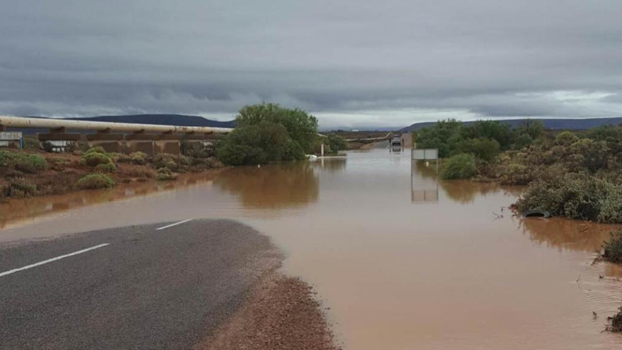 A car submerged in floodwater Port Augusta. Photo: SA Police