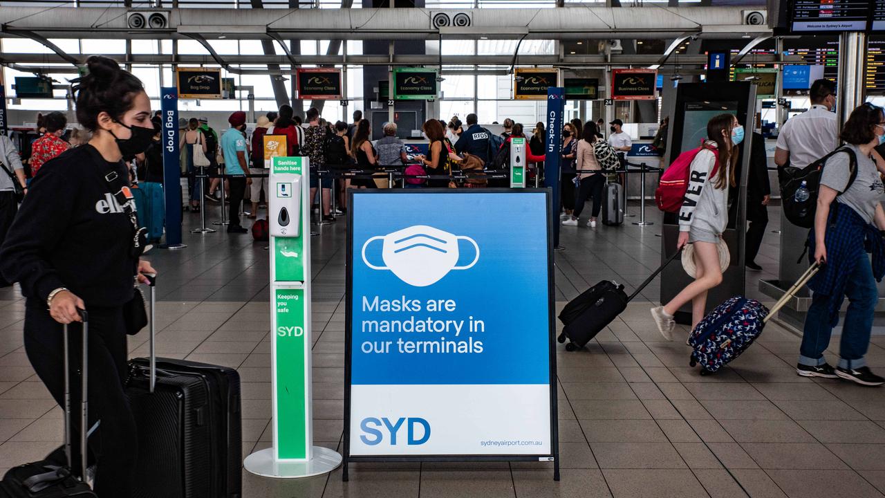 Chaotic scenes at Sydney airport after mass flight cancellations on Christmas Eve. Picture: Flavio Brancaleone