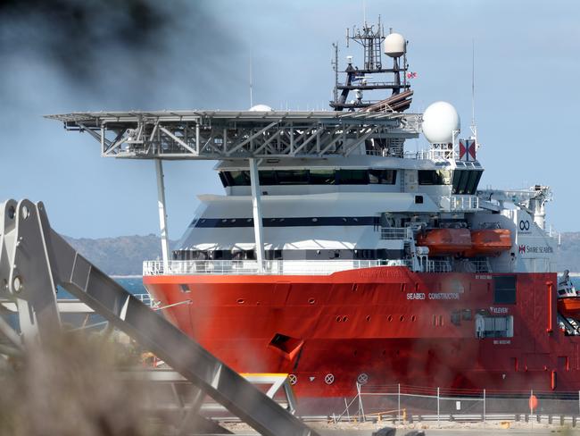 The Seabed Constructor, seen docked south of Perth in February, has been scouring the ocean floor in the southern Indian Ocean for wreckage from Malaysian Airlines flight MH370. Picture: Richard Wainwright/AAP