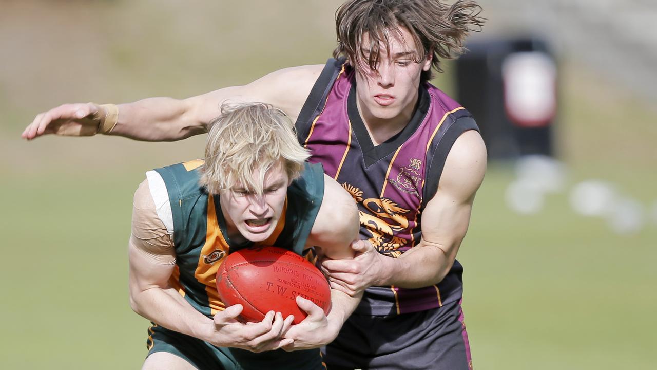 Hutchins 2nd XVIII versus St Patricks in the Sports Association of Independent Schools Australian Rules grand final. Picture. PATRICK GEE