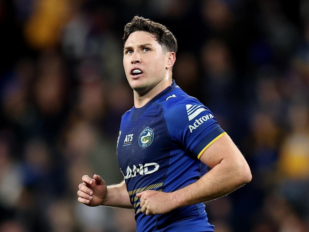 SYDNEY, AUSTRALIA – JUNE 15: Mitchell Moses of the Eels looks on during the round 15 NRL match between Parramatta Eels and Sydney Roosters at CommBank Stadium, on June 15, 2024, in Sydney, Australia. (Photo by Brendon Thorne/Getty Images)