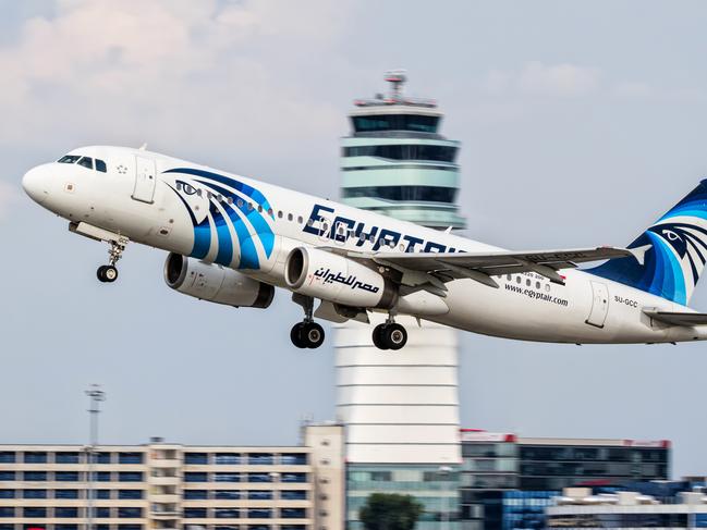 FILE -- This August 21, 2015 file photo shows an EgyptAir Airbus A320 with the registration SU-GCC taking off from Vienna International Airport, Austria. Egypt's Civil Aviation Ministry said Wednesday, June 1, 2016 that a French ship has picked up signals from deep under Mediterranean Sea, presumed to be from black boxes of the EgyptAir Airbus A320 with the registration SU-GCC that crashed last month, killing all 66 passengers and crew on board. The Civil Aviation Ministry is citing a statement from the committee investigating the crash as saying the vessel Laplace is the one that received the signals. It says that a second ship, John Lethbridge affiliated with the Deep Ocean Search firm, will join the search team later this week. (AP Photo/Thomas Ranner, File)