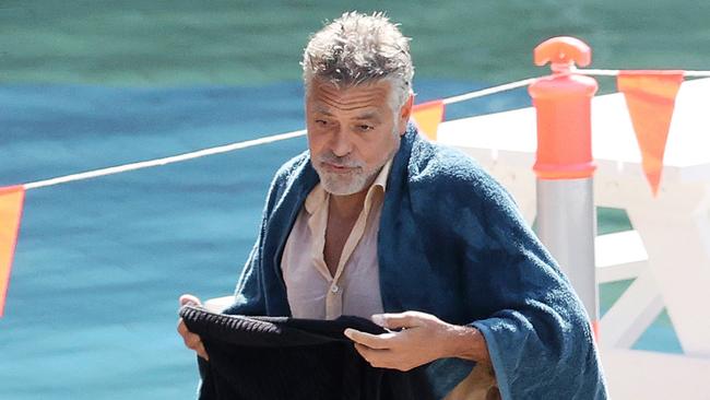 George Clooney at Centenary Aquatic Centre in Brisbane. Picture: Nigel Hallett