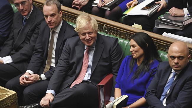 A relaxed Boris Johnson during Prime Minister's Questions on the eve of Britain’s exit from Europe. Picture: AP