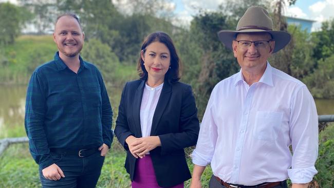 Ipswich City Councillor Division 3 Andrew Fechner, Environment and Water Shadow Minister Terri Butler, and Member for Blair Shayne Neumann. Picture: Supplied