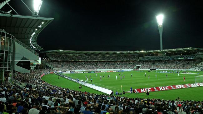 A big crowd watch Melbourne Victory and Perth Glory at Geelong’s Simons Stadium in Januray, 2015. Picture: Colleen Petch