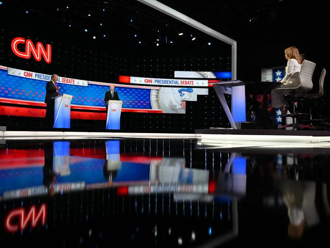 CNN journalists Jake Tapper and Dana Bash moderate the first presidential debate of the 2024 elections between US President Joe Biden and Donald Trump. Picture: AFP