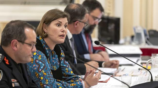 Estimate hearings at Queensland Parliament. Nikki Boyd, Minister for Fire and Disaster Recovery and Minister for Corrective Services. Picture: Richard Walker