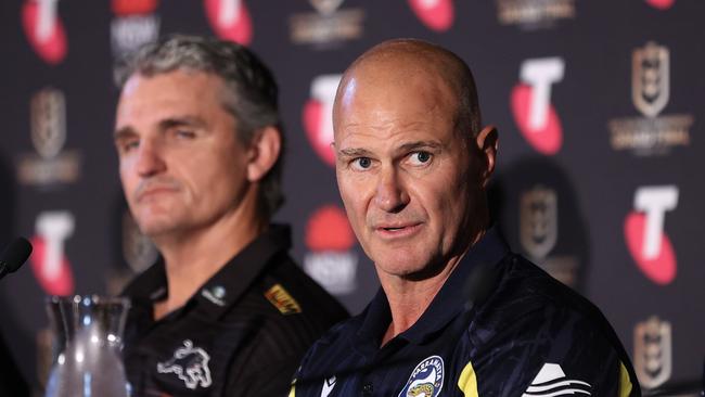 Penrith coach Ivan Cleary (L) and his team have the chance to pile more pressure on his Parramatta peer Brad Arthur (R). Picture: Getty Images