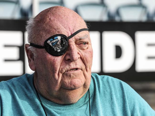 AFL CLUBS CLOSE - CORONAVIRUS.  Jeff Hicks  from Alberton (Simeon has been given contact details) sit outside the Port Club (which he is a regular)  facing his beloved Alberton Oval. picture SARAH REED