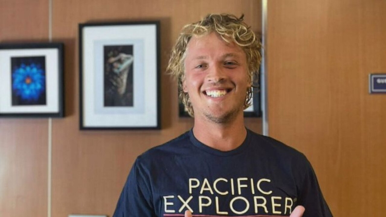 Tim pictured safe on board the Pacific Explorer.