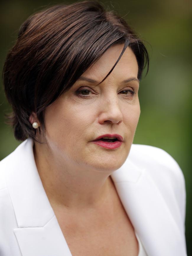 NSW Labor leader Jodi McKay speaking to the press at the NSW Parliament House in Sydney. Picture: NCA NewsWire / Christian Gilles