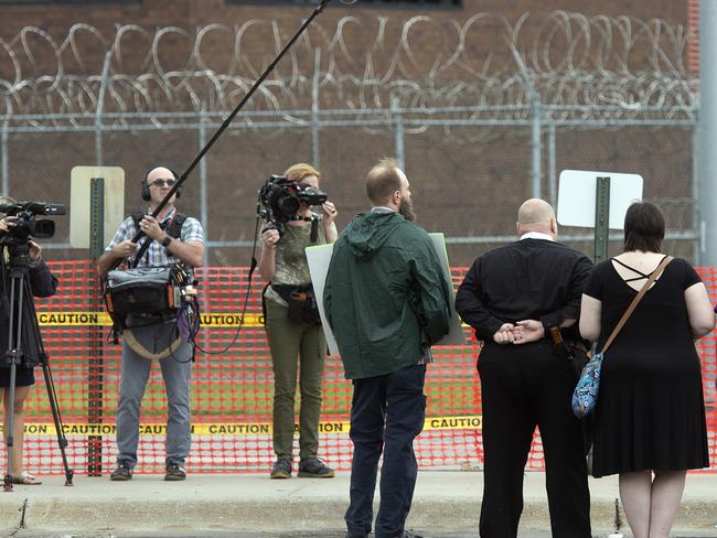 Protesters outside the Nebraska State Penitentiary on the day of Carey Dean Moore’s execution by lethal injection. Picture: Eric Gregory