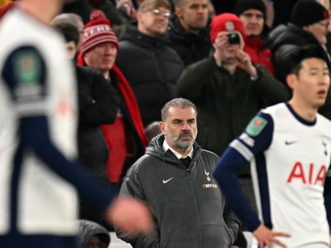 Ange Postecoglou looks on as his side are knocked out of the League Cup. Picture: AFP