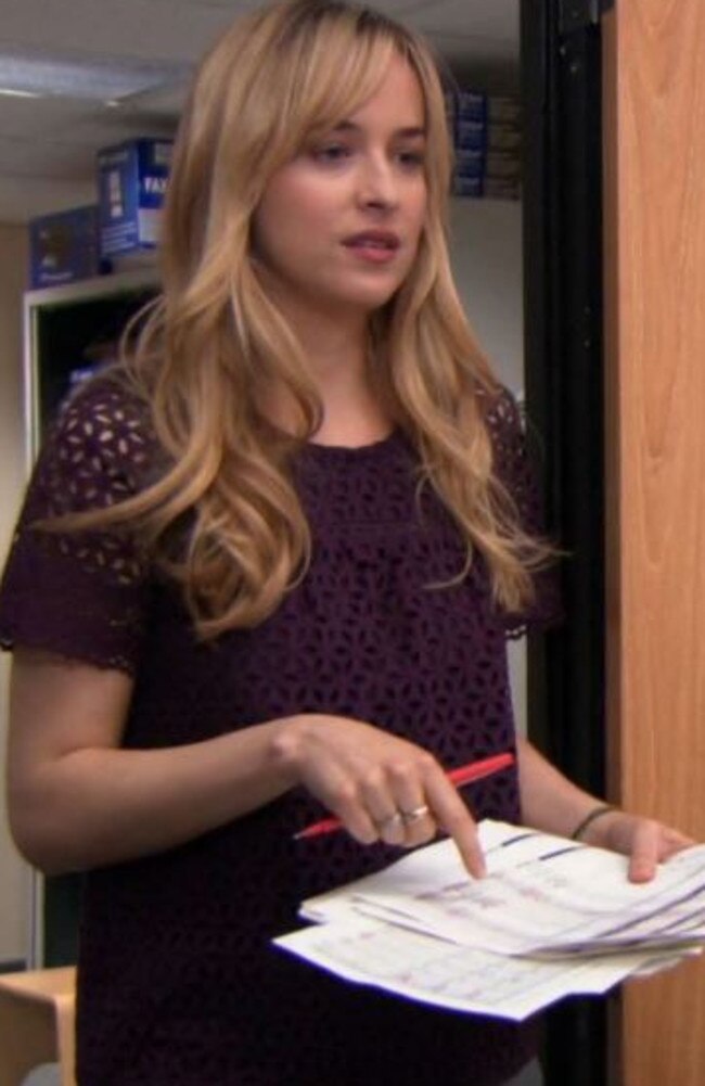 Johnson making her cameo on The Office in 2013.