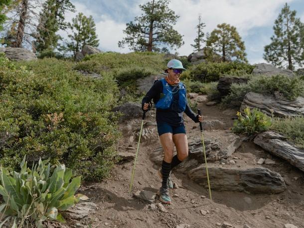 Julie Sager, pictured during the 2023 Tahoe 200 ultra-marathon event, has recently become the first person in history to complete triple crown ultra-marathon series in the US and Australia within 12 months. Picture: Supplied