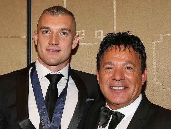 MELBOURNE, AUSTRALIA – SEPTEMBER 25: Dustin Martin of the Tigers poses with his manager Ralph Carr after winning the 2017 Brownlow Medal at the 2017 Brownlow Medal at Crown Entertainment Complex on September 25, 2017 in Melbourne, Australia. (Photo by Scott Barbour/Getty Images)