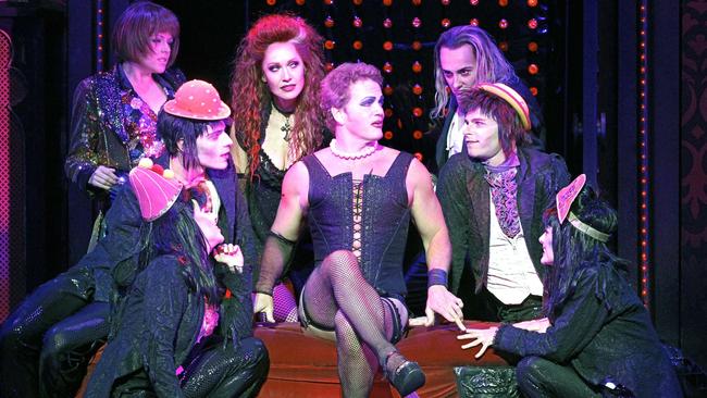 Craig McLachlan with the 2014 cast of The Rocky Horror Show. Picture: Jeff Busby.