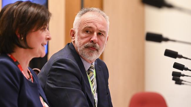 Australian Public Service Commissioner Gordon de Brouwer at a Senate inquiry in Canberra this month. Picture: NCA NewsWire / Martin Ollman