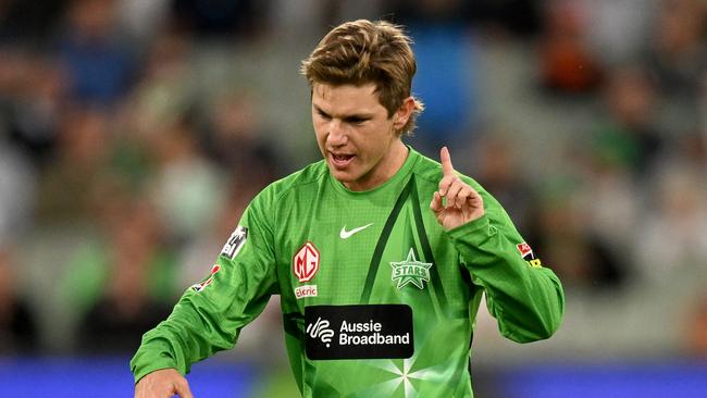 Adam Zampa after attempting a nonstriker run-out in the Big Bash. Picture: Morgan Hancock/Getty Images