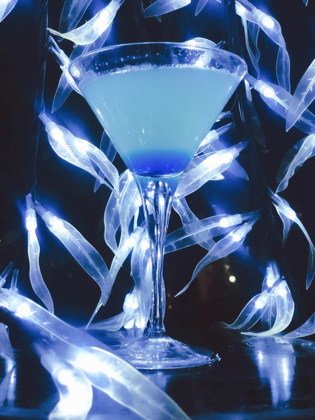 A blue cocktail for Vivid. Picture: Supplied