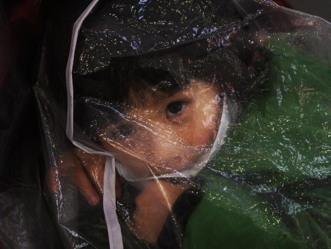 A young child in Beijing during the coronavirus outbreak. Picture: Kevin Frayer/Getty