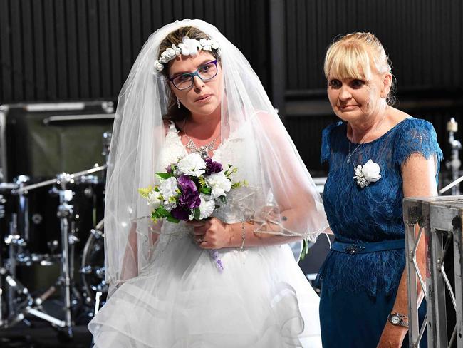 Simone Ward and Geoffrey Borninkhof, were married on The Hill Stage at Gympie Music Muster. Picture: Patrick Woods.